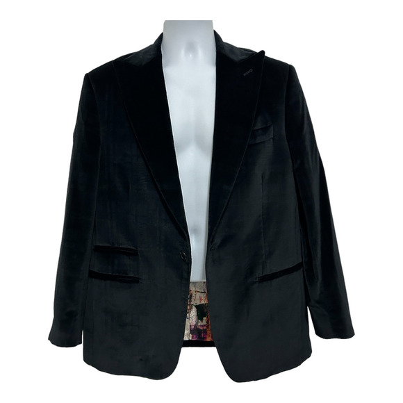Ross Graison Men's Sport Coat Size 40R Black Velvet Suit Jacket Made In Italy - Picture 1 of 16